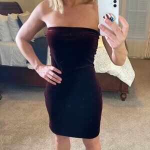 Frederick's of Hollywood Vintage Strapless Velvet Midi Dress, Size Medium